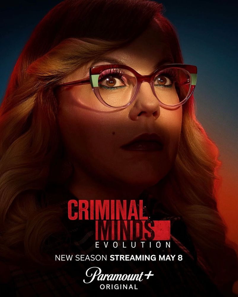 Promo headshot of Penelope Garcia from Criminal Minds Evolution, facing right. 