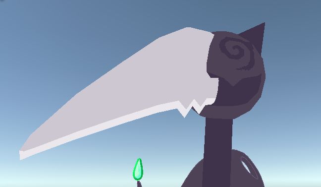 closeup of willow's scythe gravegood