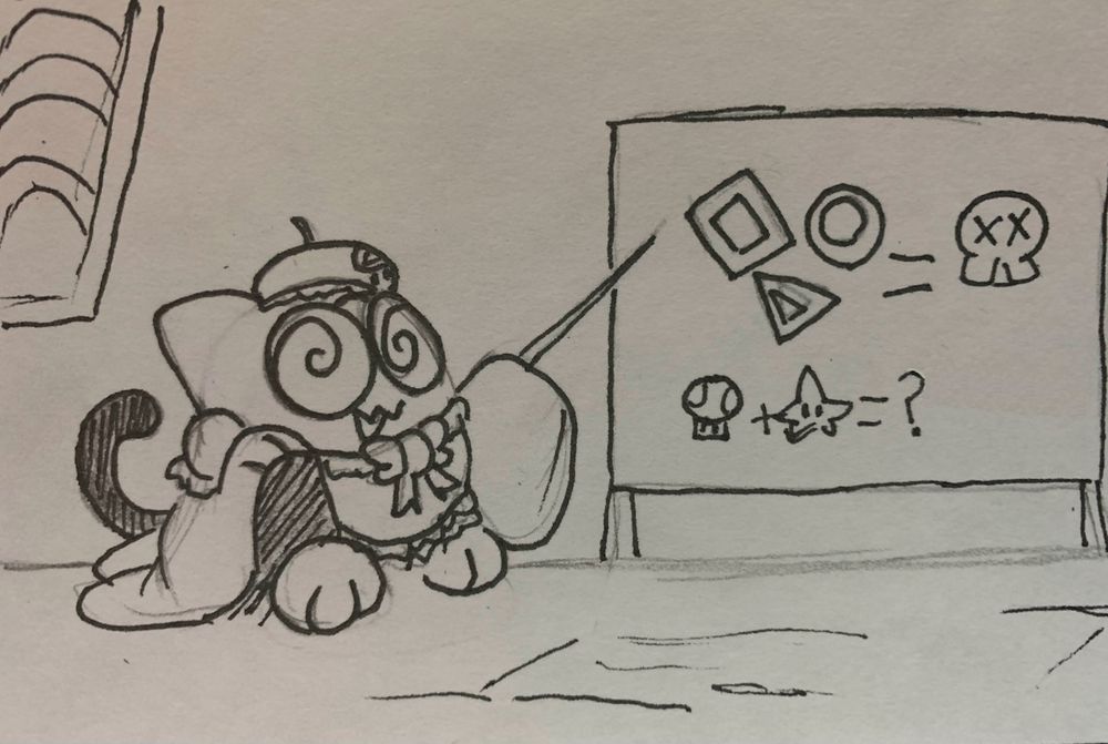 duplighost sona pointing at a blackboard like a professor