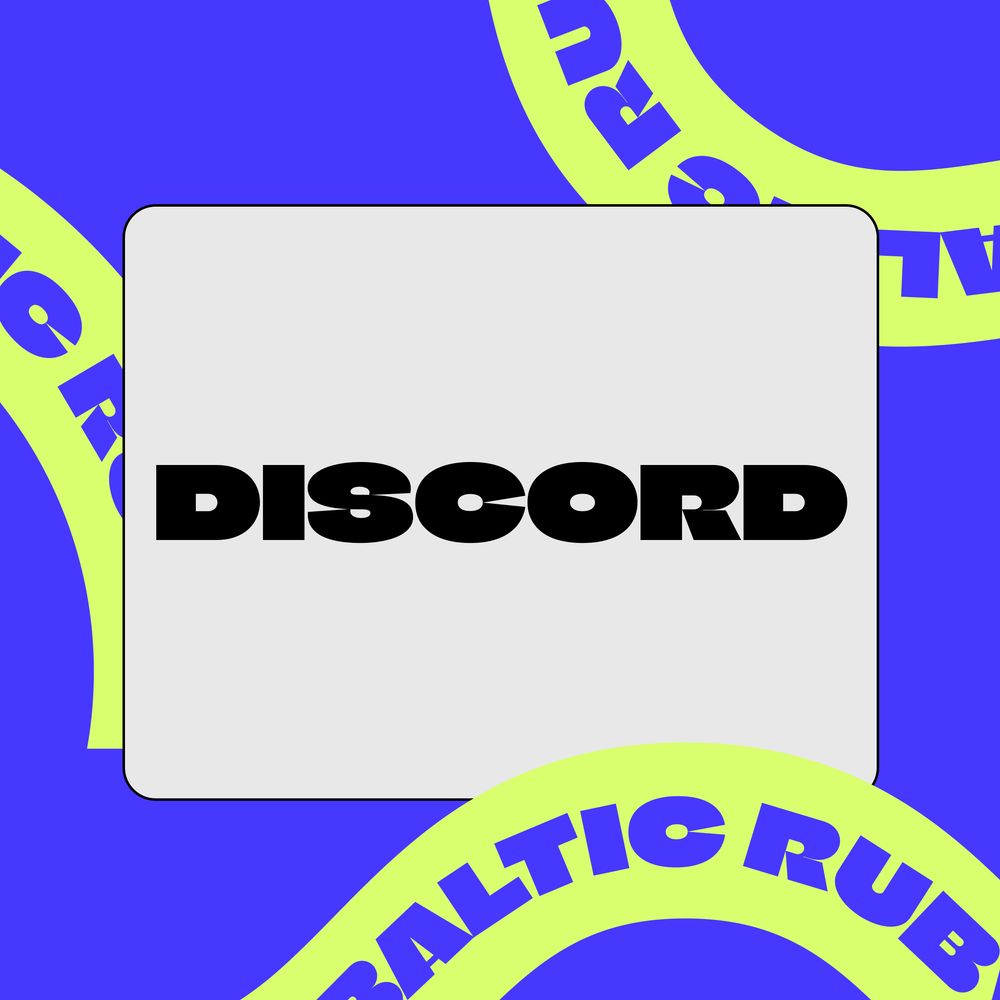 Lettering "Discord" on a branded background.