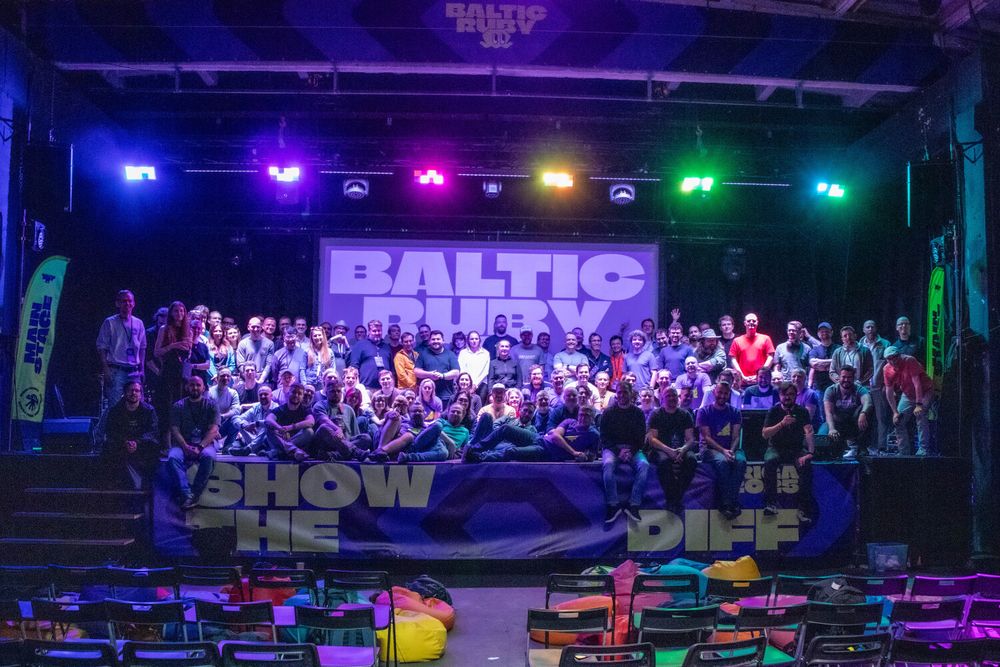 All Baltic Ruby 2025 attendees on the stage.