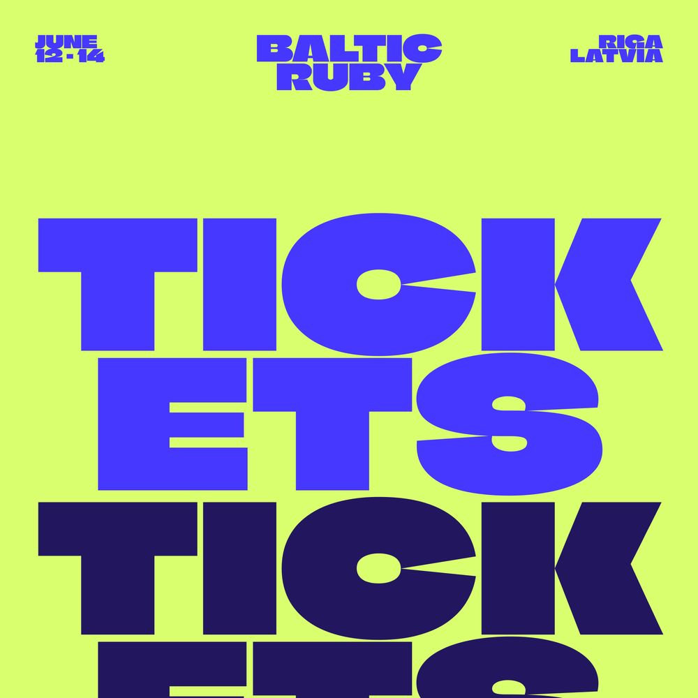 "Tickets" lettering on the branded Baltic Ruby background.