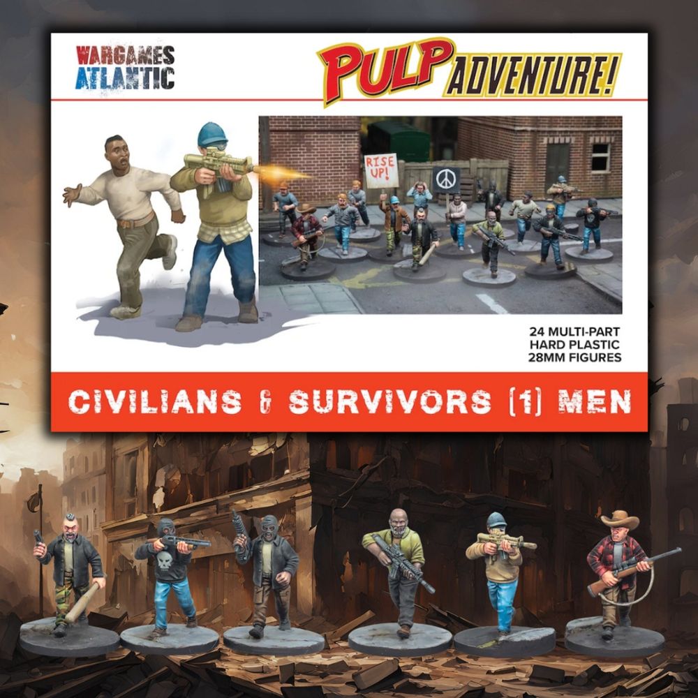Civilians & Survivors 1 men -
24 male figures in civilian clothes with optional civilian firearms 