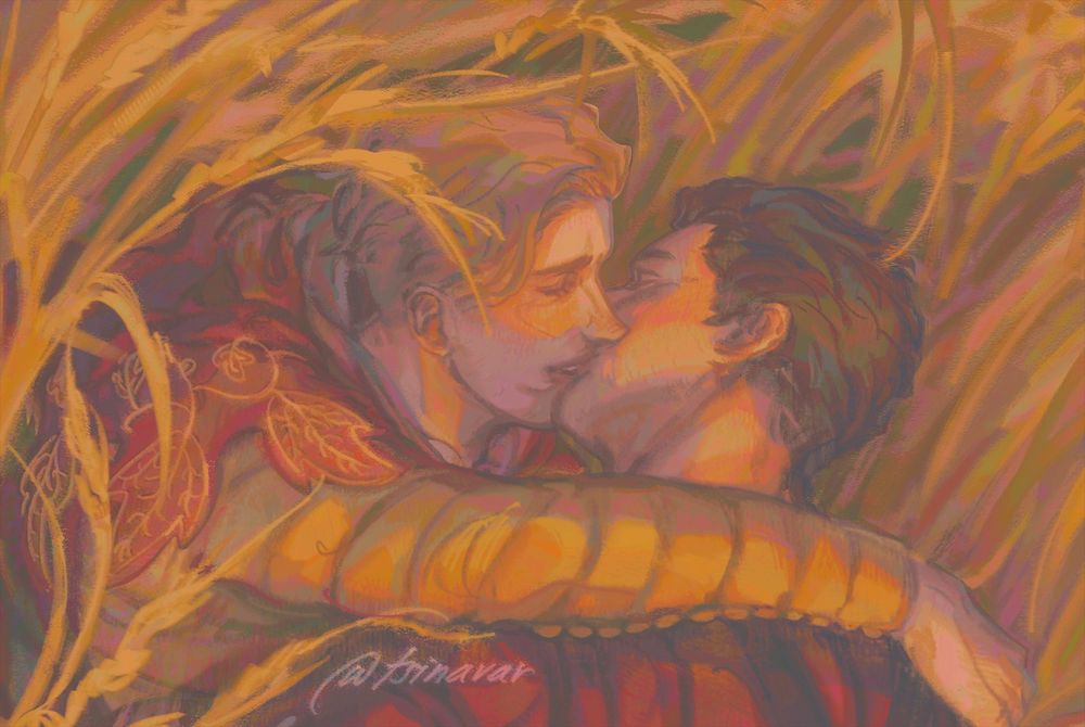 A close-up of Hans and Henry’s faces as they kiss. Hans appears particularly happy and relieved at having Henry in his arms again.