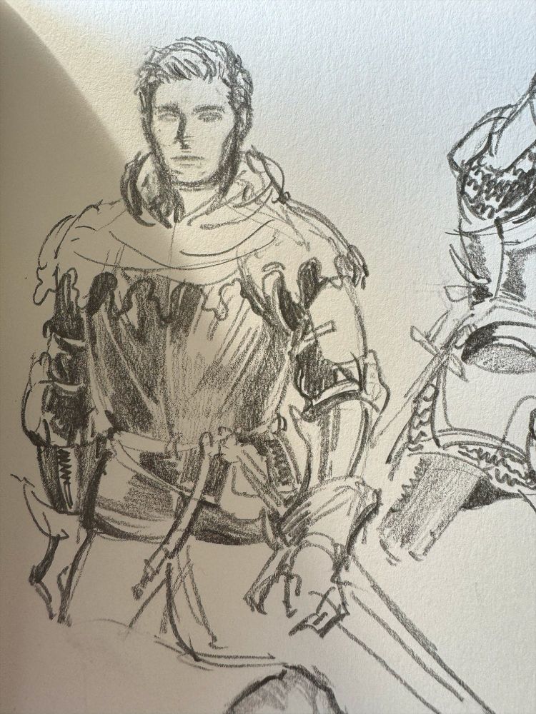 A sketch of Henry from KCD 2 in armour.