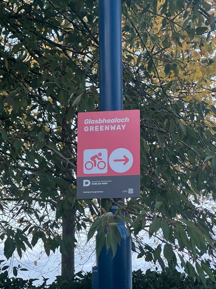 Directional sign for the new Dublin Port Greenway