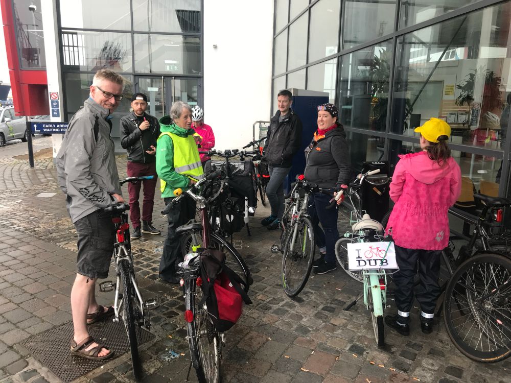 Enthusiastic I BIKE Dublin volunteers waiting for visitors to arrive. 