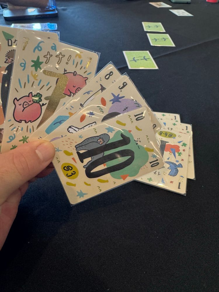 A hand of cards ordered from lowest to highest 