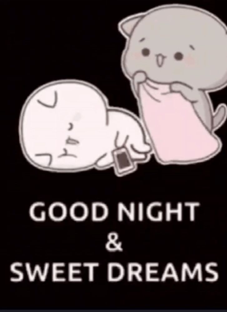 a good night and sweet dreams poster with a cat and a baby