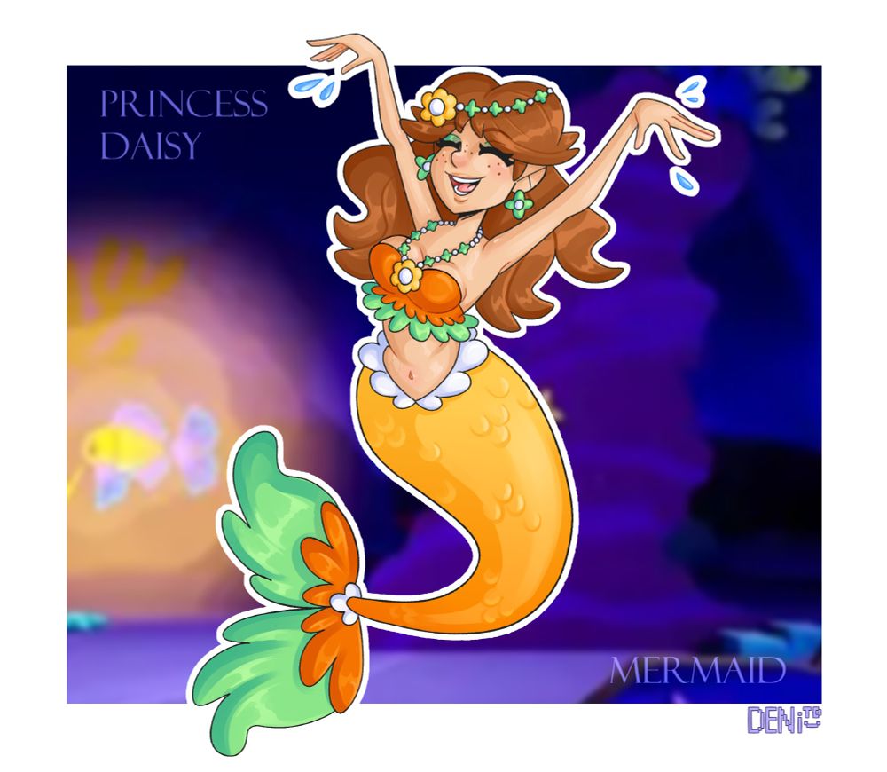 Princess Daisy from Nintendo's Super Mario series (Mario Land) in a mermaid outfit inspired by Princess Peach Showtime.