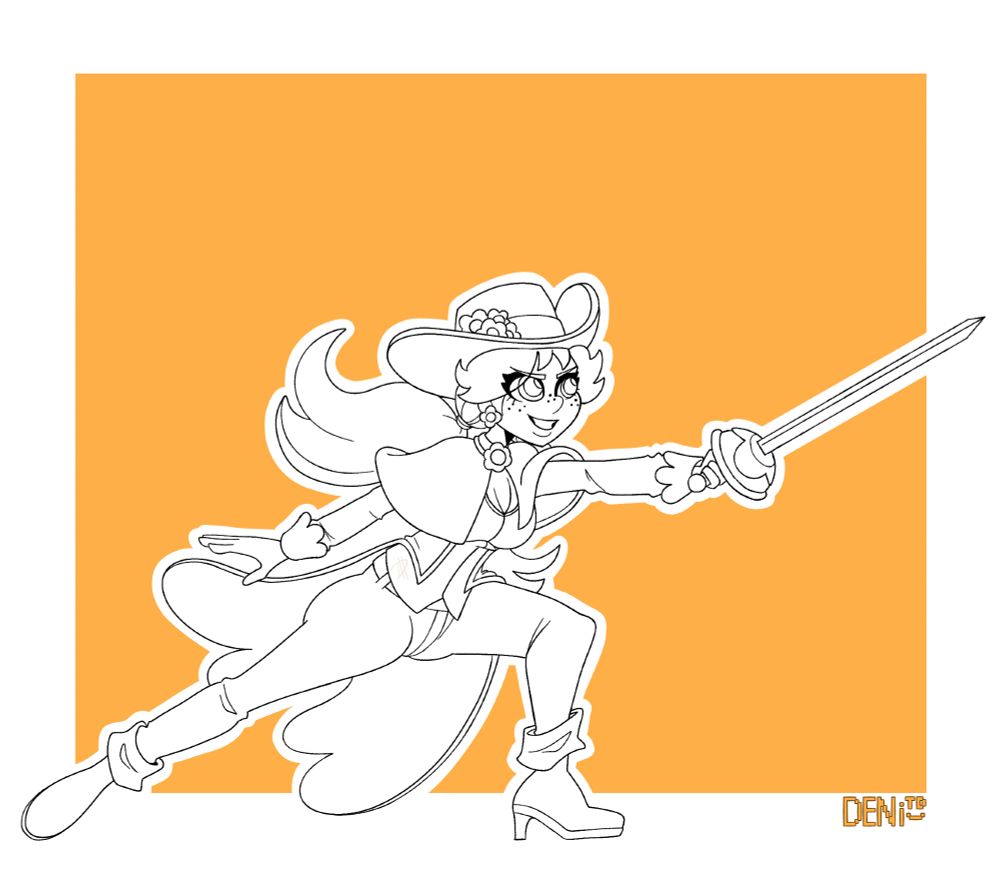 Princess Daisy from Nintendo's Super Mario series (Mario Land) in a sword fighter outfit inspired by Princess Peach Showtime.