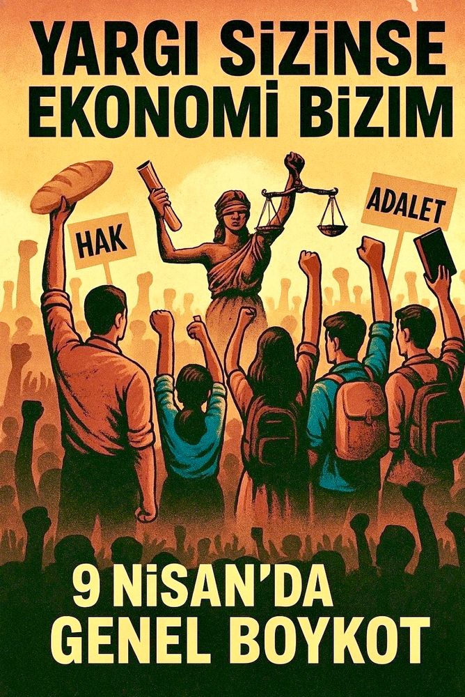 #GenelBoykot #9NisanBoykot
#BirlikteGüçlüyüz #SessizDireniş #AdaletYoksaTüketimYok
#YargıSizinseEkonomiBizim
#HakHukukAdalet #AdaletİçinBoykot
#Tüketmiyoruz #EkonomikDireniş
#HalkınGücü #DirenişGünü 
#Boykot9Nisan #BoykotVar