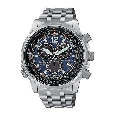 Citizen Chrono Pilot Super Titanium Radio Controlled Watch Blue Dial CB5850-80L