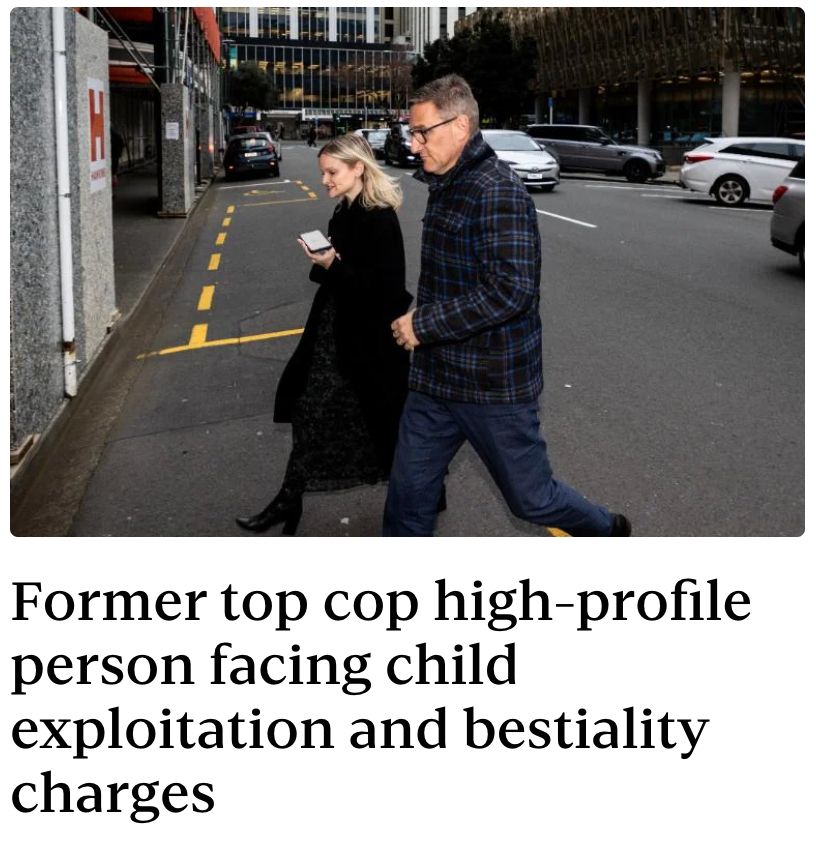 Screen shot of news headline about former top-cop facing child exploitation and bestiality charges