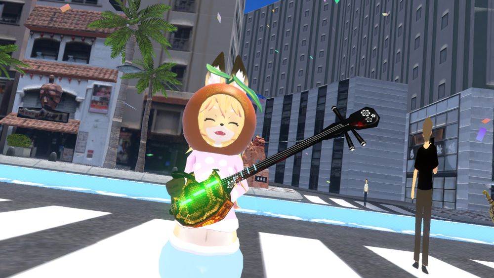 Virtual Okinawaで遊ぶ晴嵐さんが写っています。