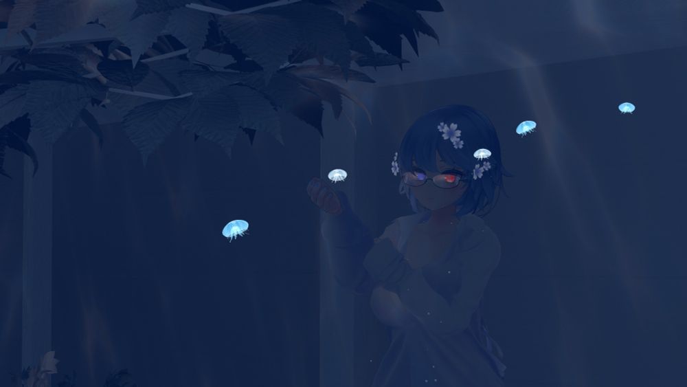 水没した部屋で海月に手をかざす私の姿です。