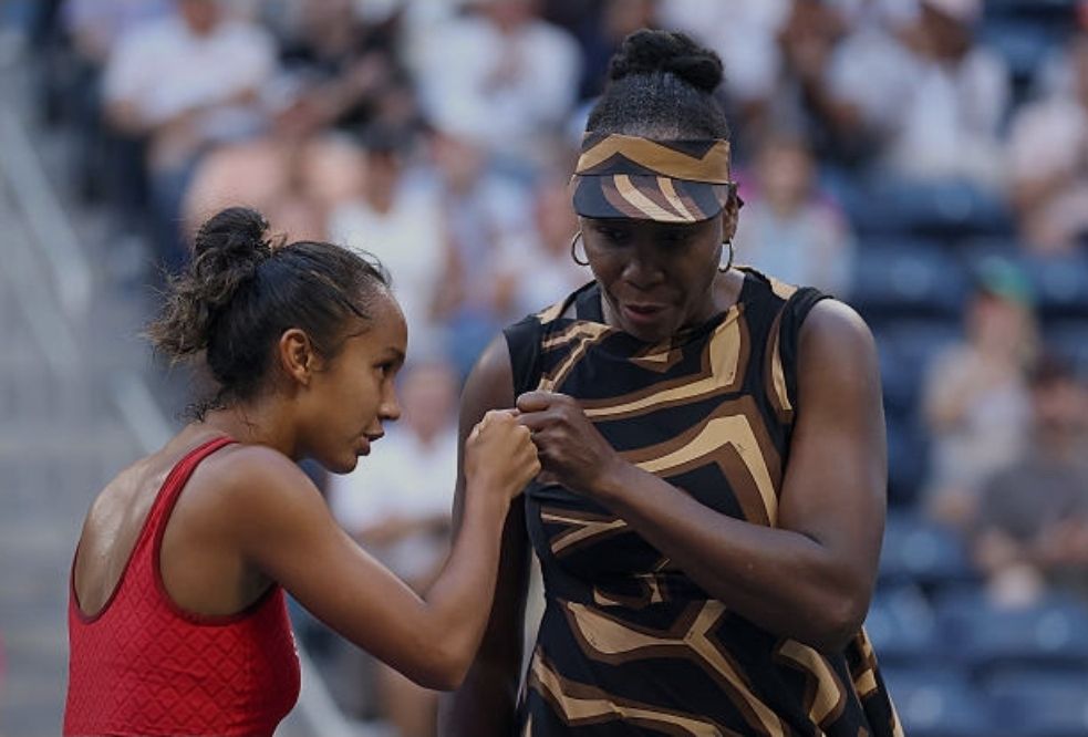 Leylah Fernandez and Venus Williams at the U.S. Open.