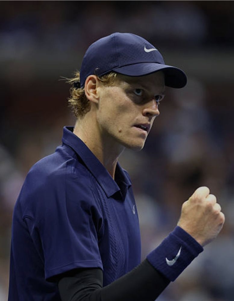 Jannik Sinner pumps his fist at the U.S. Open.