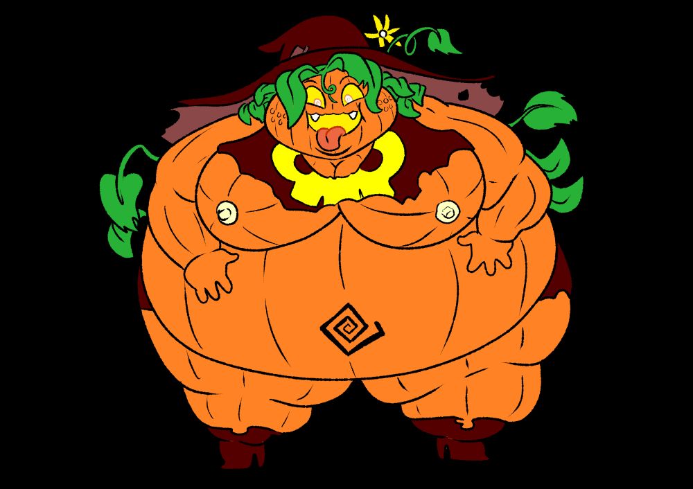 Stage 4: Jackie is huge now, her clothes ripped and her boobs are exposed, with stump-like nipples.