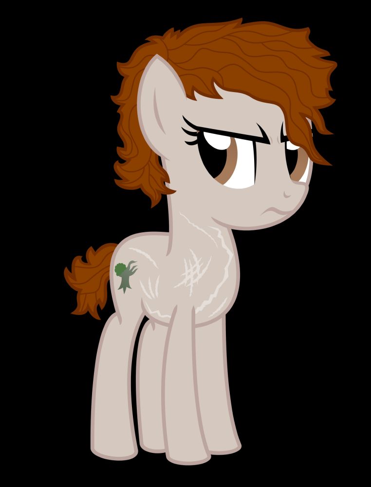 (We have "Subject 03" in pony form based on a story called "UNSTABLE.")

(Now I know what plenty of you are seeing and thinking. "WHAT THE HELL HAPPENED TO HER BODY?!"

 You want to know how she got those scars?

(Well...nobody knows really. It isn't really known what she was attacked by; the claw marks are consistent in size with that of a wolf, but the way they're shaped suggests that she was attacked by a bear. I'd say she put on one hell of a fight for her life.)

(Subject 03 is an 18-year-old girl whose property is to cause matter like rocks, wood, and various metals (except non-corrosive) to break down by touching them.)

(FYI: It was my first time making scars, and I think I did ok on them.)

(She's not evil, just easily aggressive.)

