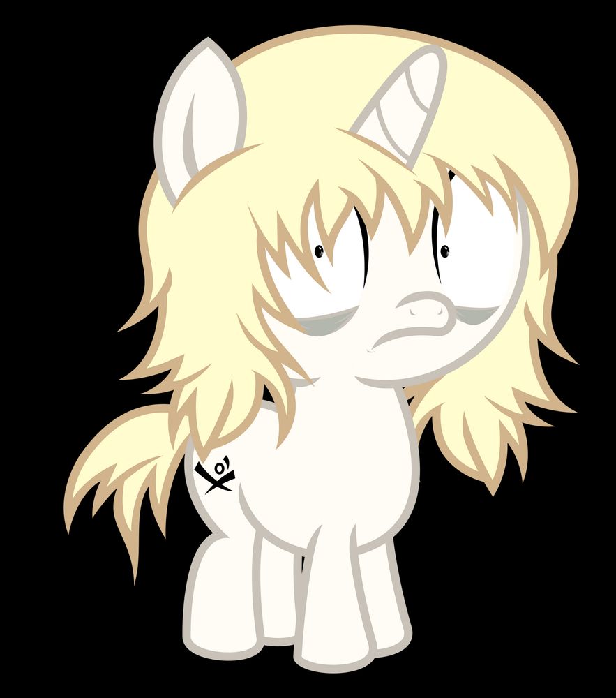 (Here we have "subject 09" in pony form based on a story called "UNSTABLE.")(Now this little filly is a creepy, gloomy-looking seven-year-old girl who can reanimate the dead as homunculi. She barely talks, and when she does talk, it's always in an eerily calm but depressing voice. Her ability to create homunculi out of recently deceased corpses, or in much better terms, by mutilating dead bodies and focusing on them, she can bring them back to life, and they do her will. She makes the others rather uncomfortable when they're around her.(Inspiration for her was based off of the Weird Girl from"2012 Frankenweenie"