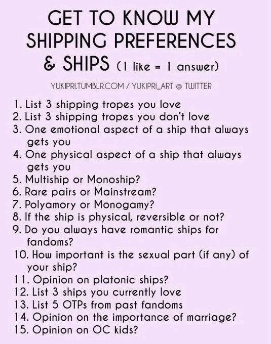Get To Know My Shipping Preferences & Ships Meme!