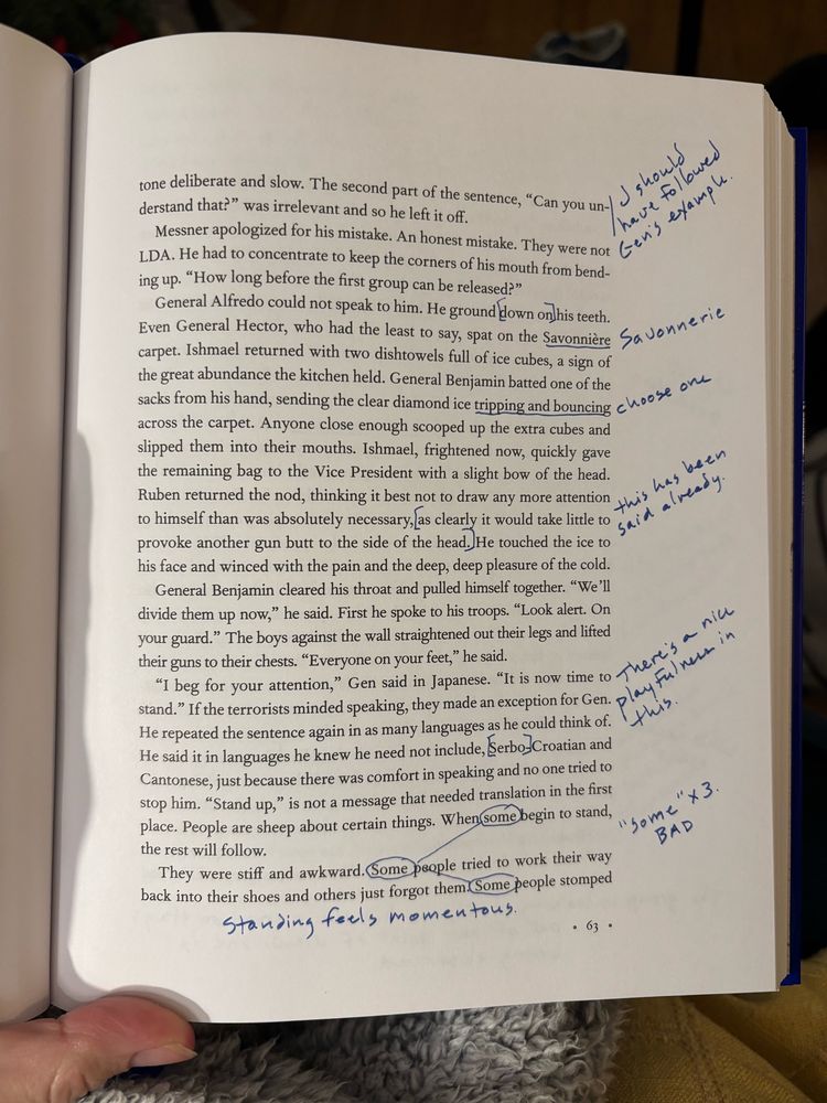 Page from the book showing numerous annotations 