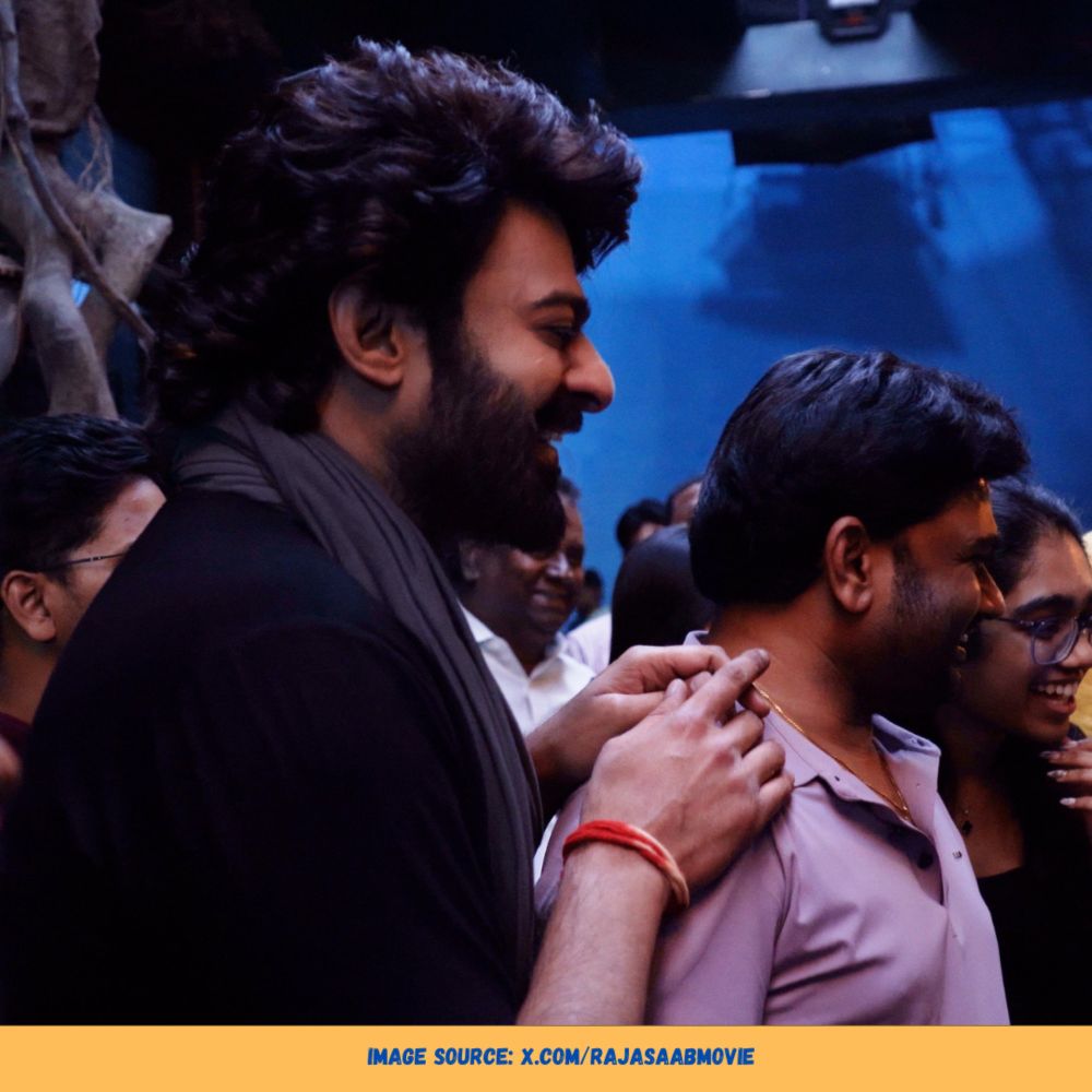 Prabhas Surprises Director Maruthi with a Heartwarming Birthday Celebration on RajaSaab Set