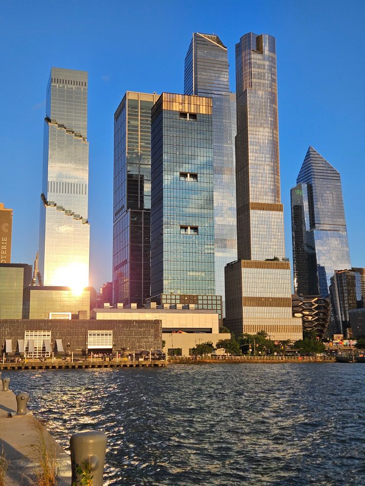 Hudson Yards at sunset, taken from Pier 76.