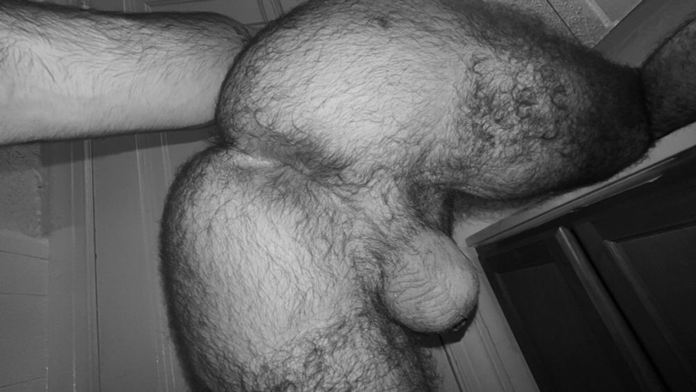 Leg propped up showing off my hairy ass 