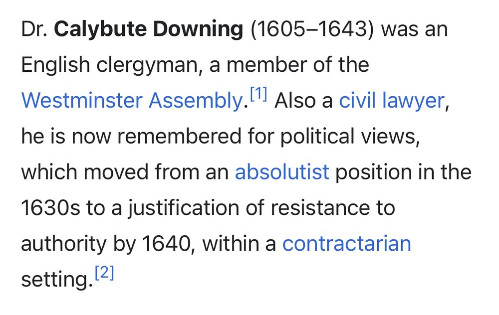 Wikipedia article for Calybute Downing (1605–1643)
