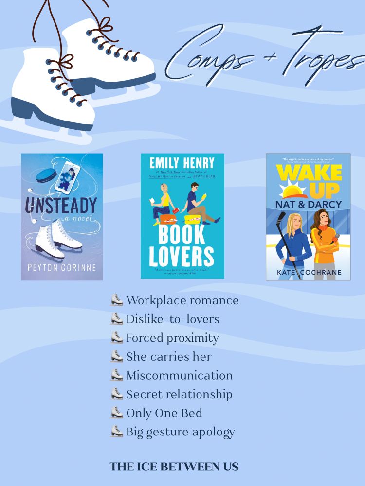 Comps & Tropes

Comps: Unsteady | Book Lovers | Wake Up Nat & Darcy

Tropes:

⛸️ Workplace romance 
⛸️ Dislike-to-lovers 
⛸️ Forced proximity 
⛸️ She carries her
⛸️ Miscommunication 
⛸️ Secret relationship 
⛸️ Only One Bed
⛸️ Big gesture apology
