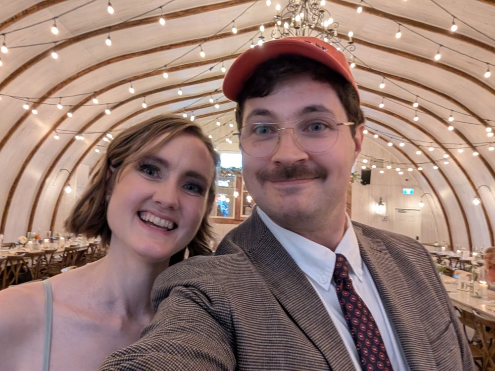 Fiancée and I dressed up nice inside an old barn you can get married in