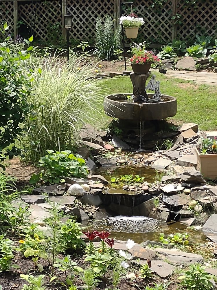 Fountain and small waterfall