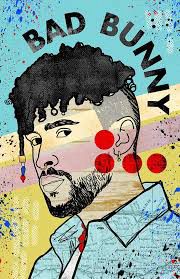 Painting of Bad Bunny in abstract style 