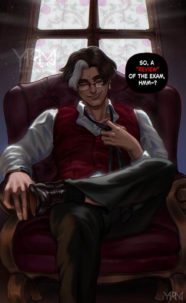 Emet-selch from ffxiv in modern attire, getting off his tie in a suggesting pose.