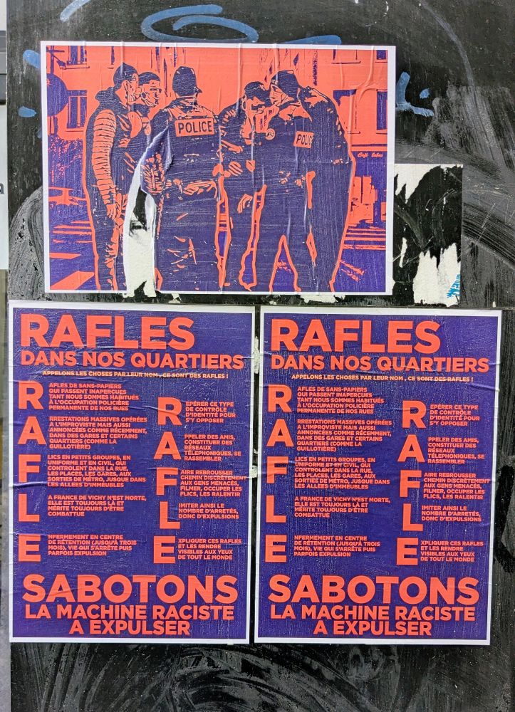 Affiche contre les rafles de Retailleau à Lyon