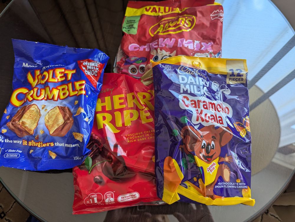 Collection of sweets from Australia.
