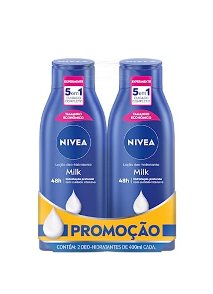 Kit com 2 Loções Hidratantes Milk Pele Seca a Extrasseca 400Ml Cada, Nivea