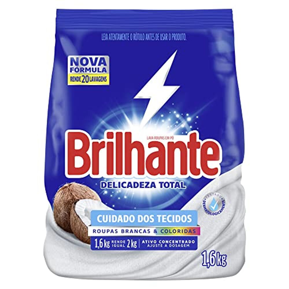 Brilhante Lava-Roupas Em Pó Roupas Brancas E Coloridas Ativo Concentrado Delicadeza Total Pacote 1 6Kg