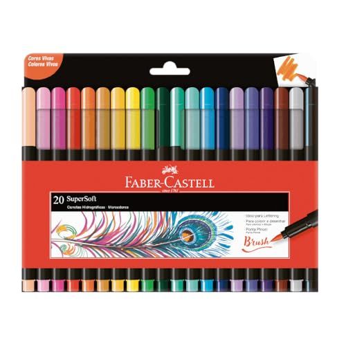 Caneta Ponta Pincel, Lettering, Faber-Castell,Supersoft Brush,15.0720SOFT, 20 cores, Multicor