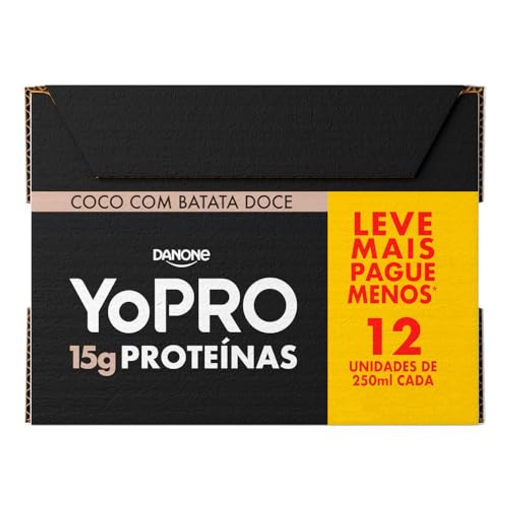 YoPRO Bebida Láctea UHT Coco com Batata-Doce 15g de proteínas 250ml - 12 unidades