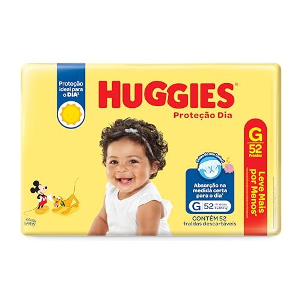 Huggies Fralda Proteção Dia Tam. G - 52 fraldas