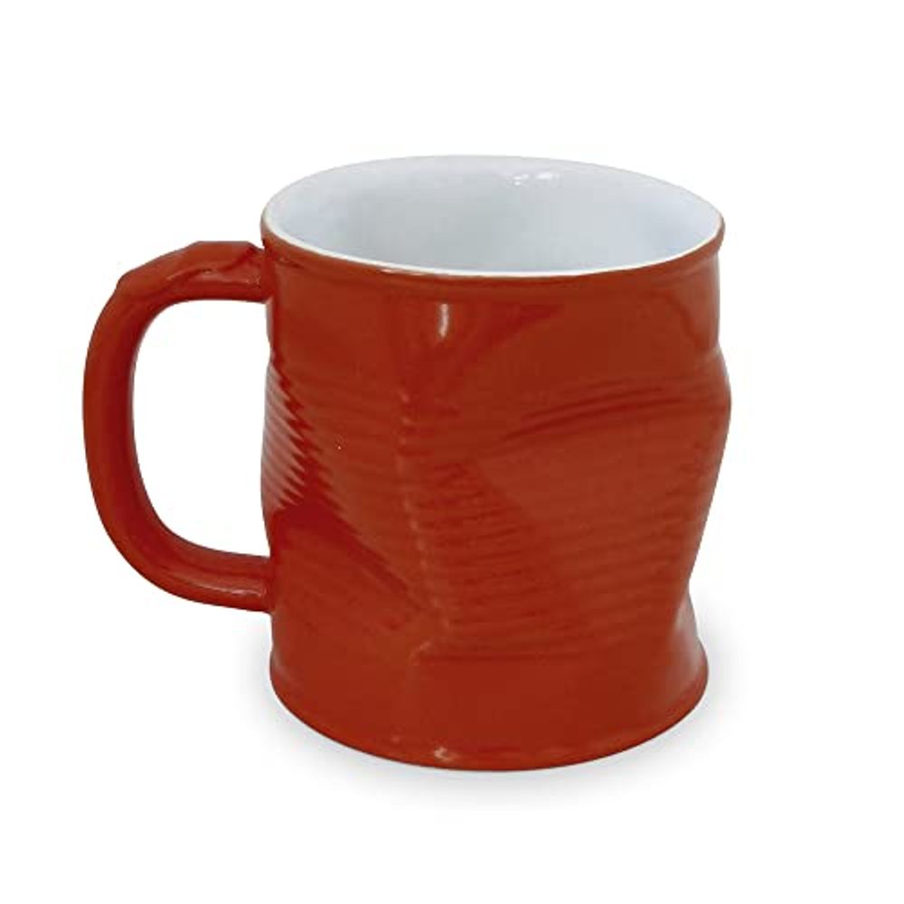 Caneca de Cerâmica Lata Amassada, 320ml, Vermelho, Mondoceram Gourmet