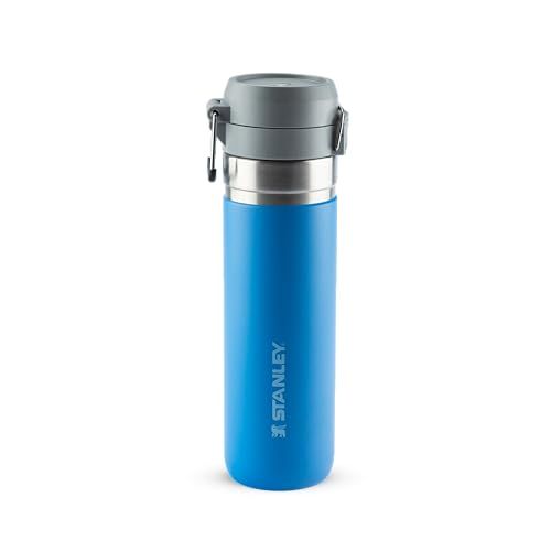 Stanley - Garrafa de água térmica Quick Flip, isolada em aço inoxidável para bebidas quentes e frias, resistente a vazamentos, 710 ml, Azure