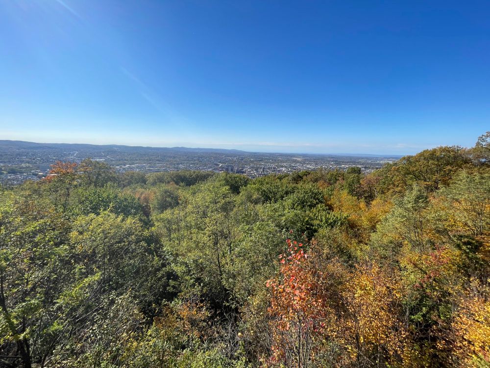 View from the Pagoda in Reading, PA yesterday.  The leaves are only just starting to change.
