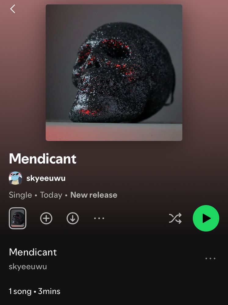 my new single release on spotify, titled “mendicant”