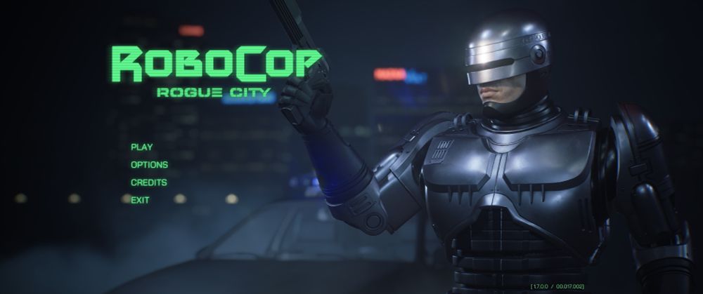 Menu screen for the video game RoboCop: Rogue City. 