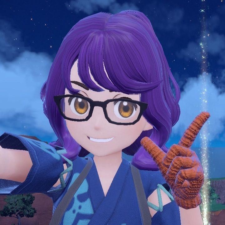 My profile picture, a selfie from in-game in Pokemon Violet.