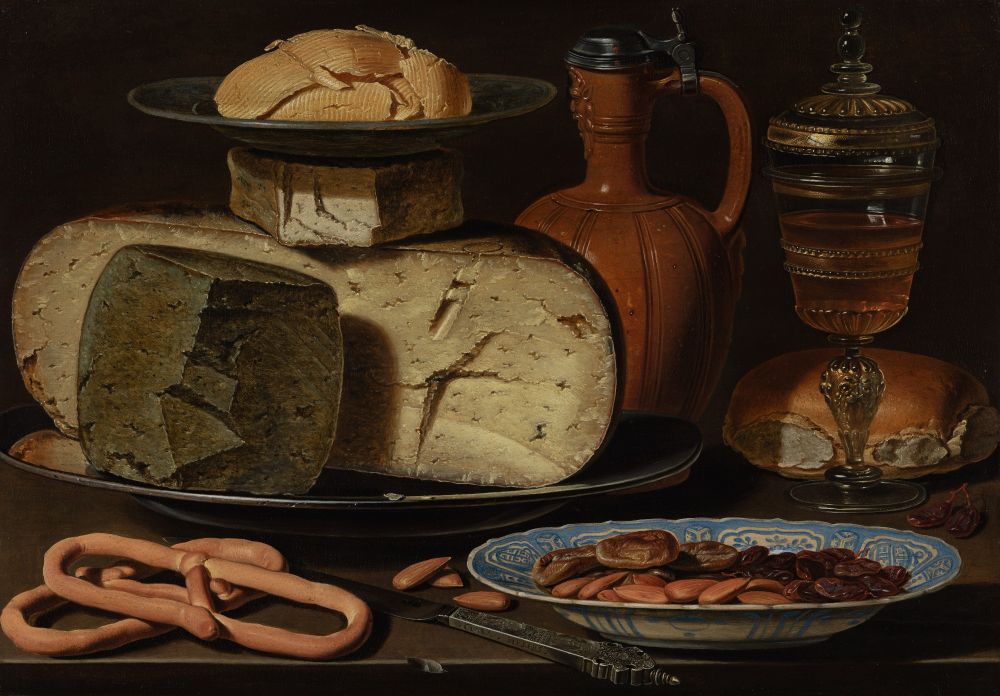 Clara Peeters''Still Life with Cheeses, Almonds & Pretzels', 1615.